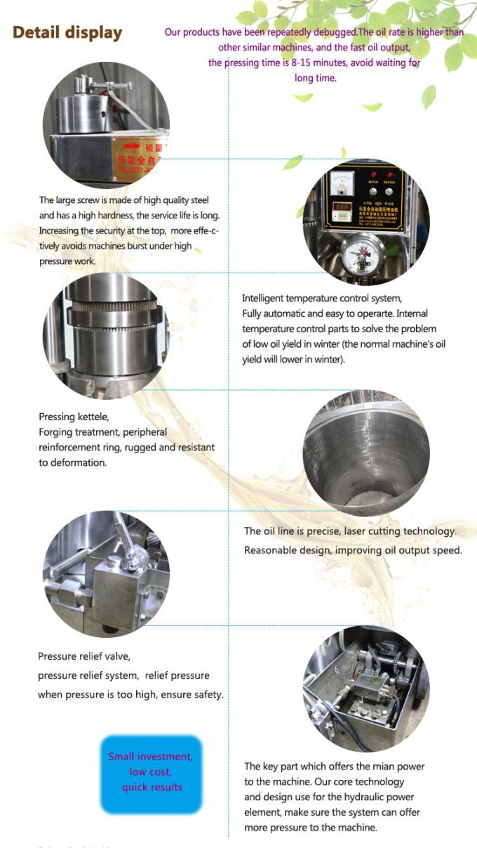machine de presse d'huile 150kg/h hydraulique pour la graine de sésame d'huilerie de moutarde 3
