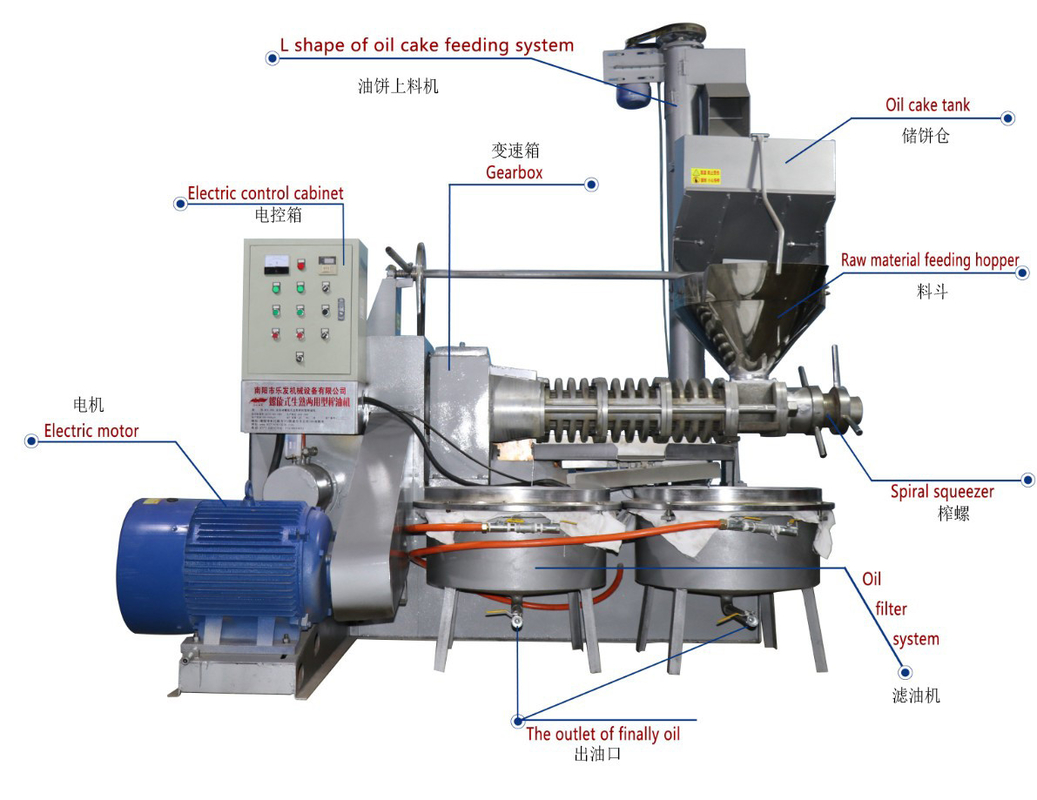 Machine de presse d'huile de noix de coco de la vis 6YL-120 310 kg/h heures avec L type alimentation de graine
