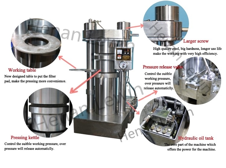 1.1KW Facilité d'utilisation Pressure à huile hydraulique Machine de fabrication d'huile de sésame d'olive 6YY-185 Équipement de traitement de l'huile d'avocat